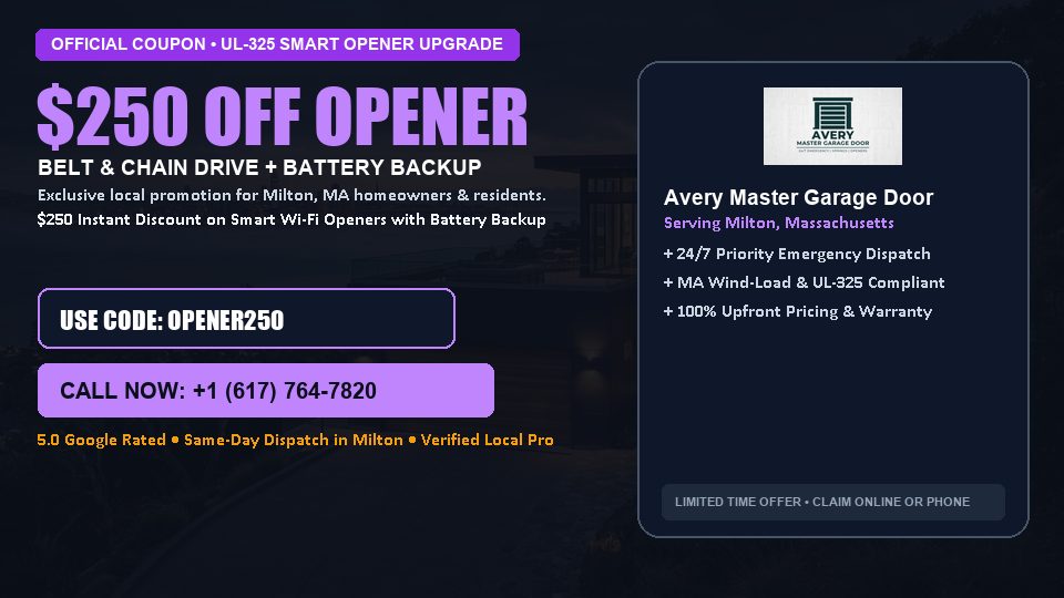 Avery Master Garage Door $250 OFF Premium LiftMaster Opener Installation in Milton, MA